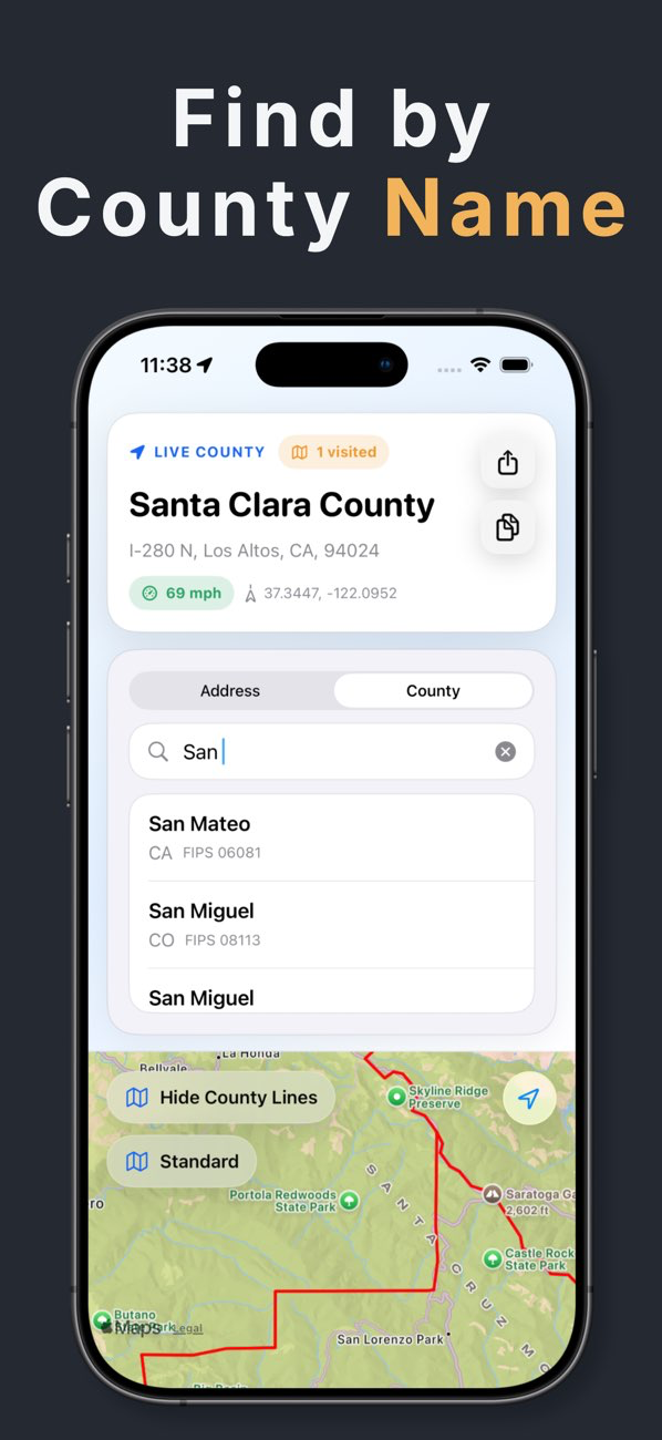 County Names & Lines county-name and FIPS search